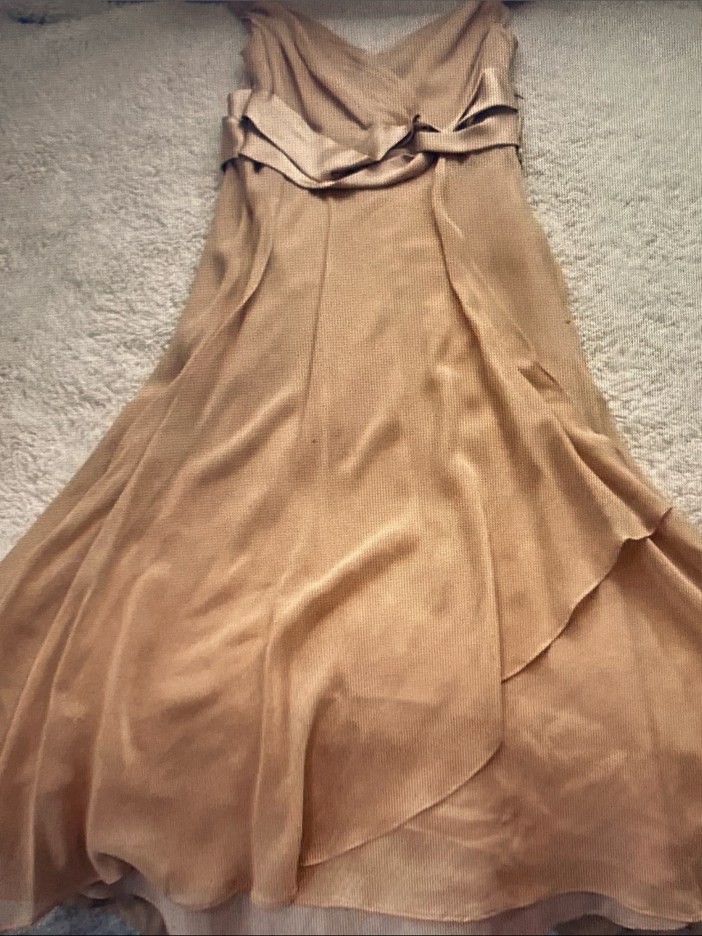 Jones New York Beige-Tan High-Low Chiffon Dress